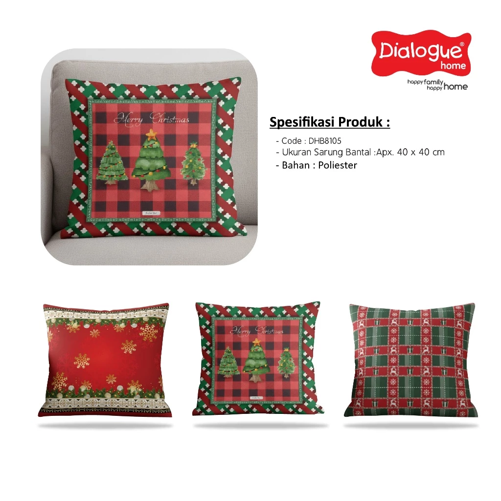 Dialogue Home Sarung Bantal Sofa Natal Series - Gambar 2